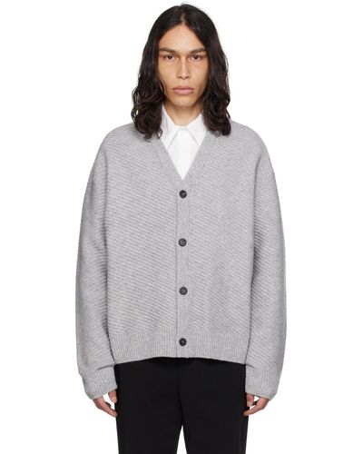 WOOYOUNGMI Cardigan gris en tricot diagonal