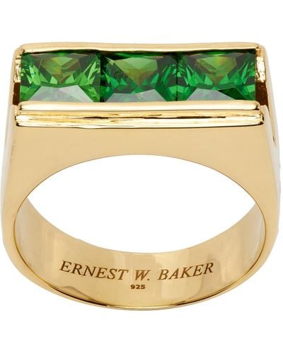 Ernest W. Baker Three Stone Ring - Green