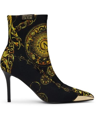 Versace Black Scarlett Regalia Baroque Print Ankle Boots