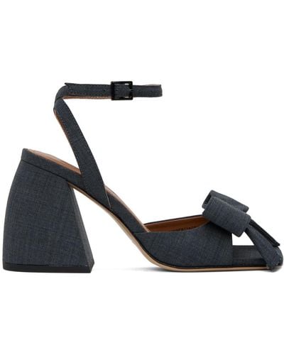 ShuShu/Tong Ssense Work Capsule – Grey Bow Heeled Sandals - Black