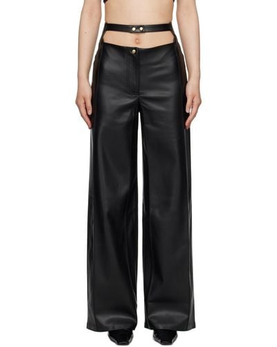 Bevza High-rise Faux-leather Trousers - Black