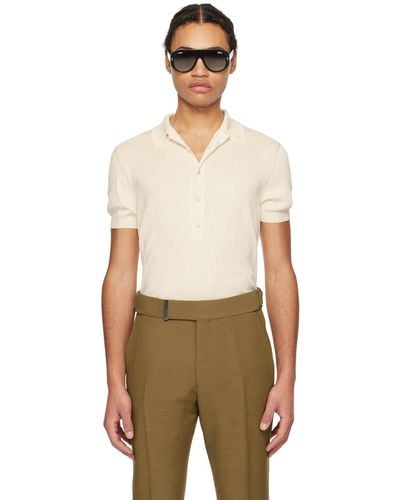 Tom Ford Off- Ribbed Polo - White