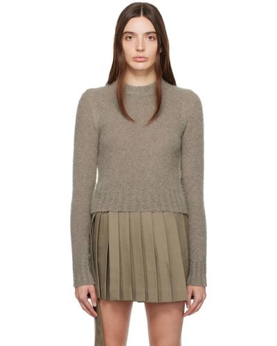 Ami Paris Taupe Brushed Sweater - Brown