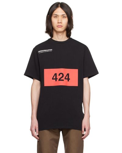424 プリントtシャツ - ブラック