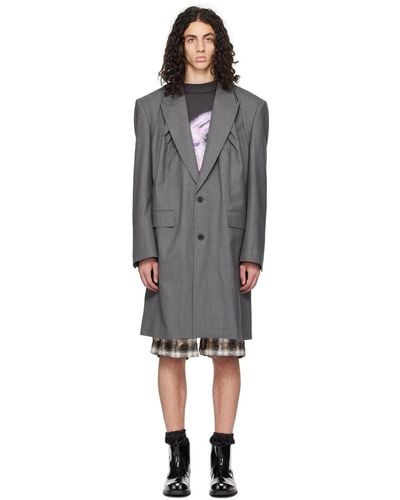 we11done Grey Two-button Coat - Black