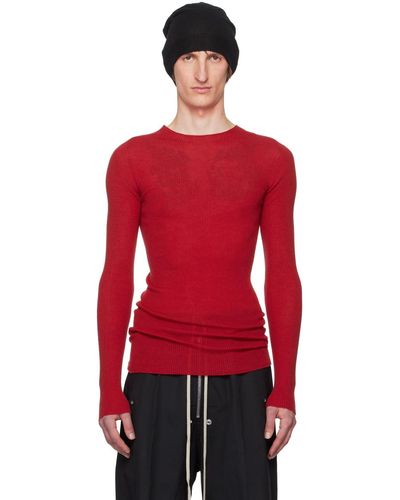 Rick Owens Red Ribbed Sweater