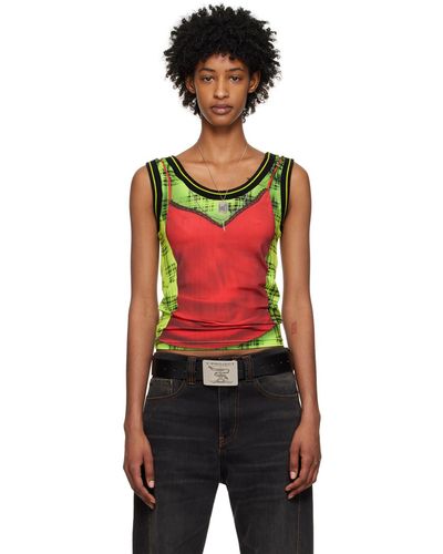 Y. Project Green & Red Jean Paul Gaultier Edition Trompe L'oeil Lingerie Tank Top