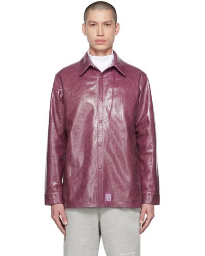 Martine Rose Overshirt Leather Jacket - Purple