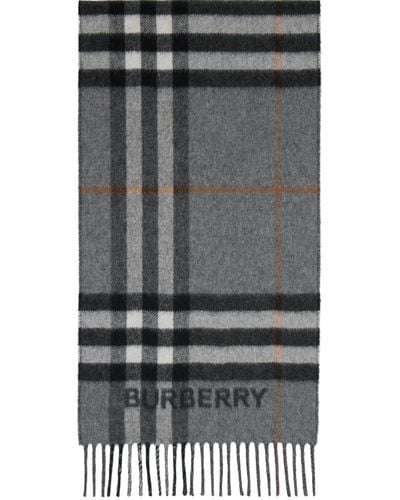 Burberry Grey Contrast Check Scarf - Black
