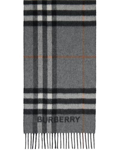 Burberry Écharpe contrastée grise à carreaux - Noir
