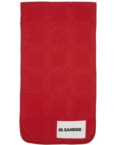 Jil Sander Red Quilted Down Scarf - Multicolor