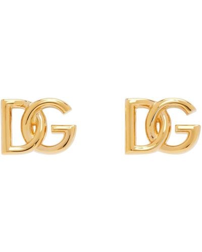 Dolce & Gabbana ゴールド ロゴ スタッドピアス - ブラック