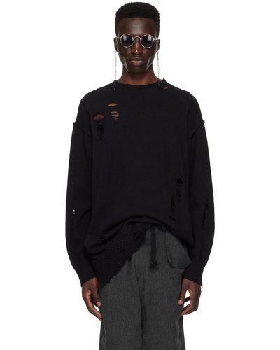 Yohji Yamamoto Pull noir à effet usé - pour homme