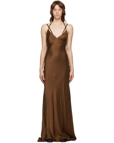 Haider Ackermann Silk Dali Long Dress - Brown