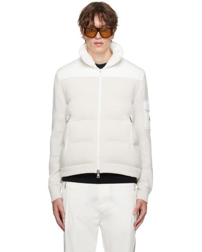 Moncler Blouson matelassé blanc rembourré en duvet