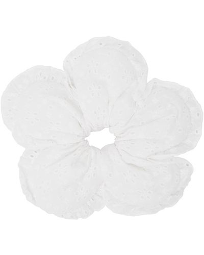 Sandy Liang Ssense Exclusive Flower Power Scrunchie - White