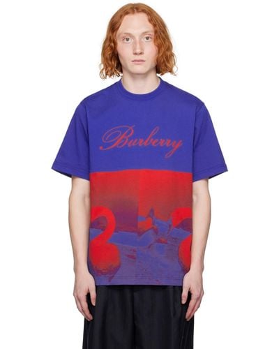 Burberry ブルー&レッド Swan Tシャツ