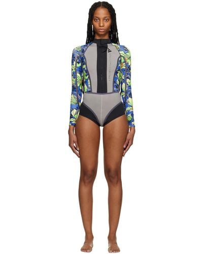 adidas By Stella McCartney Gray Bonded One-piece Swimsuit - Black