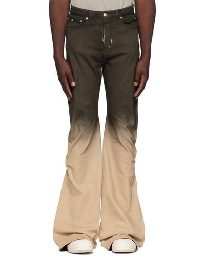 Rick Owens Black & Off-white Bias Bootcut Jeans - Multicolour