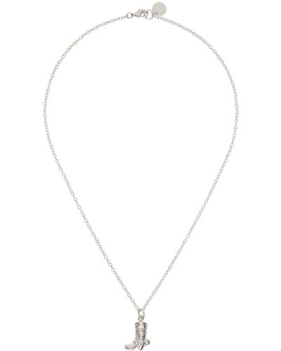 Marni Silver Cowboy Boot Charm Necklace - White