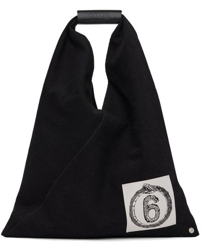MM6 by Maison Martin Margiela Black Small Snake Patch Triangle Tote