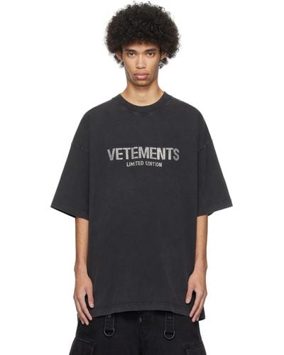 Vetements Black Crystal-cut T-shirt