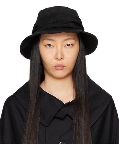 Y's Yohji Yamamoto Chapeau noir en crêpe de chine à fronces
