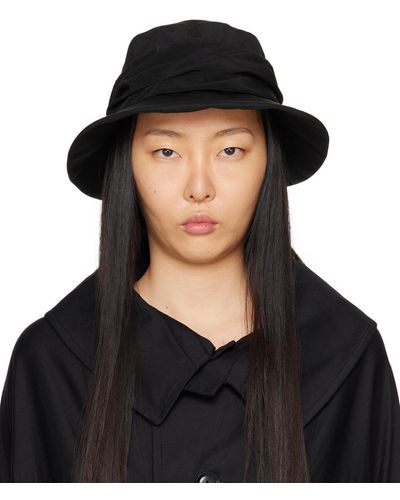 Y's Yohji Yamamoto クレープデシン クロスギャザー ハット - ブラック