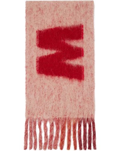 Marni Pink Fringed Scarf - Red