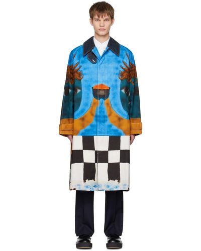 Charles Jeffrey Airbrushed Trench Coat - Blue