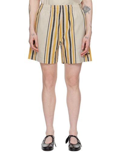 Bode Beige & Orange Namesake Stripe Shorts - Natural