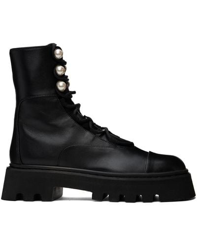 Nicholas Kirkwood Pearlogy Combat Ankle Boots - Black