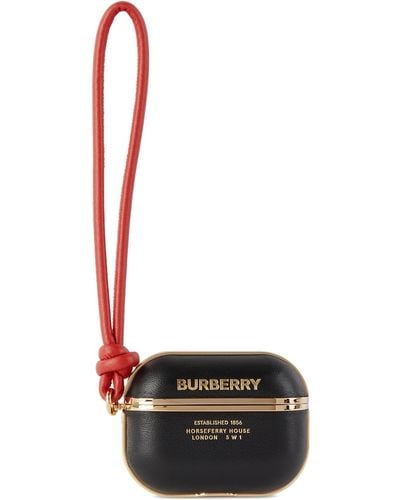 Burberry & Red Lambskin Airpods Pro Case - Black