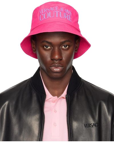 Versace Chapeau bob rose à logo - Noir