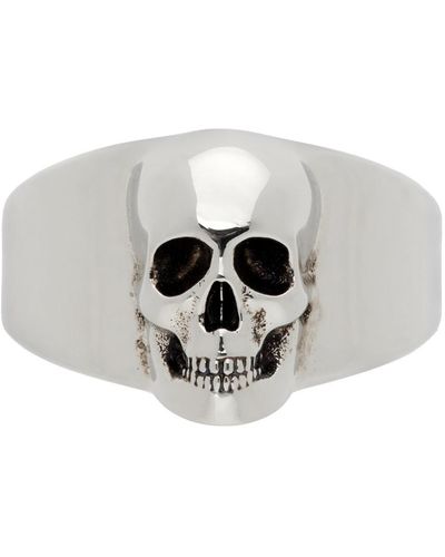 Alexander McQueen Skull Signet Ring - Metallic