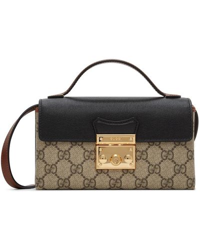 Gucci Beige gg Supreme Mini Padlock Bag - Black