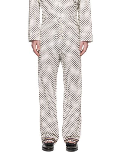 Bode Pantalon de pyjama petit motifs blanc cassé