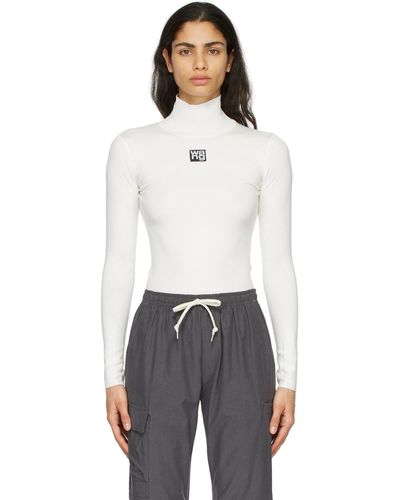T By Alexander Wang Turtleneck Bodycon Top - White