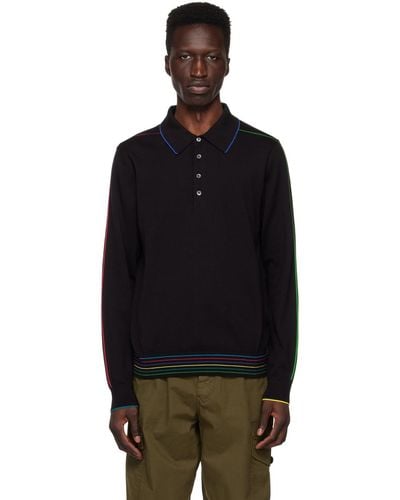 PS by Paul Smith Black Stripe Long Sleeve Polo