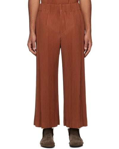 Homme Plissé Issey Miyake Homme Plissé Issey Miyake Orange Monthly Colour October Trousers - Brown
