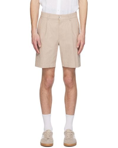 BOSS Beige Pleated Shorts - Multicolour