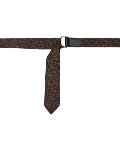 Dries Van Noten Ceinture de style cravate brune - Noir