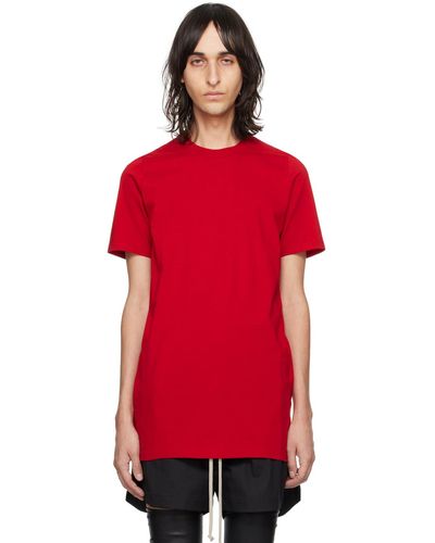 Rick Owens T-shirt rouge à couture centrale