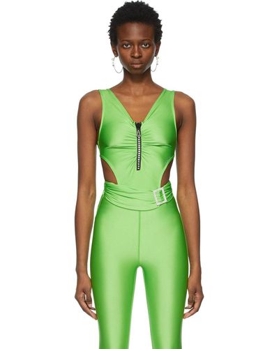 Pushbutton Ssense Exclusive Jeweled Cut-out Bodysuit - Green