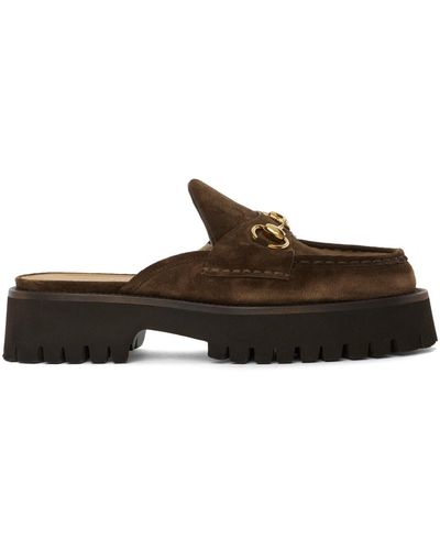 Gucci Brown Horsebit Loafers - Black