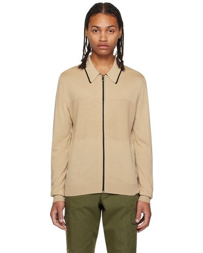 PS by Paul Smith Beige Zip Jumper - Natural