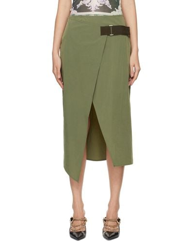 Miaou Khaki Solana Midi Skirt - Green