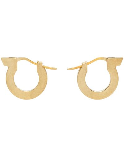 Ferragamo Boucles d'oreilles à anneau dorées en laiton - Noir