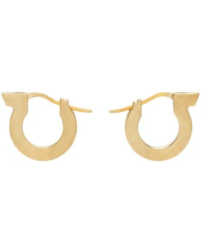 Ferragamo Gold Brass Hoop Earrings - Black