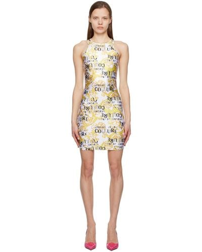Versace Jeans Couture White Graphic Minidress - Black